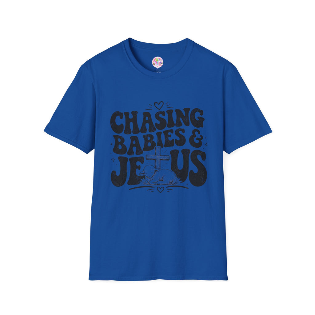 Chasing Babies & Jesus T-Shirt — Retro Christian Faith Graphic Tee